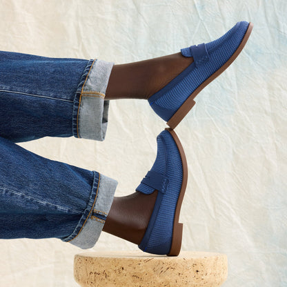 Rothy's The Penny Loafer in Blue Raffia-Knit for Women