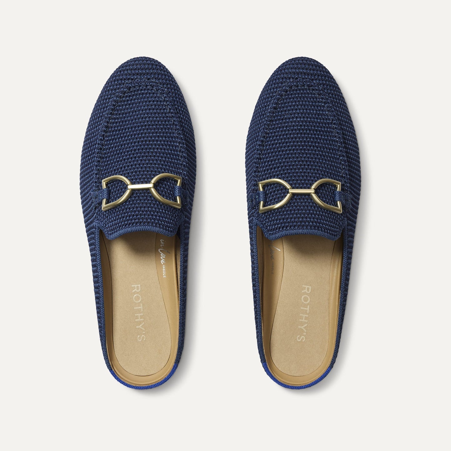 Rothy's The Double Bit Loafer Mule in Blue Raffia-Knit