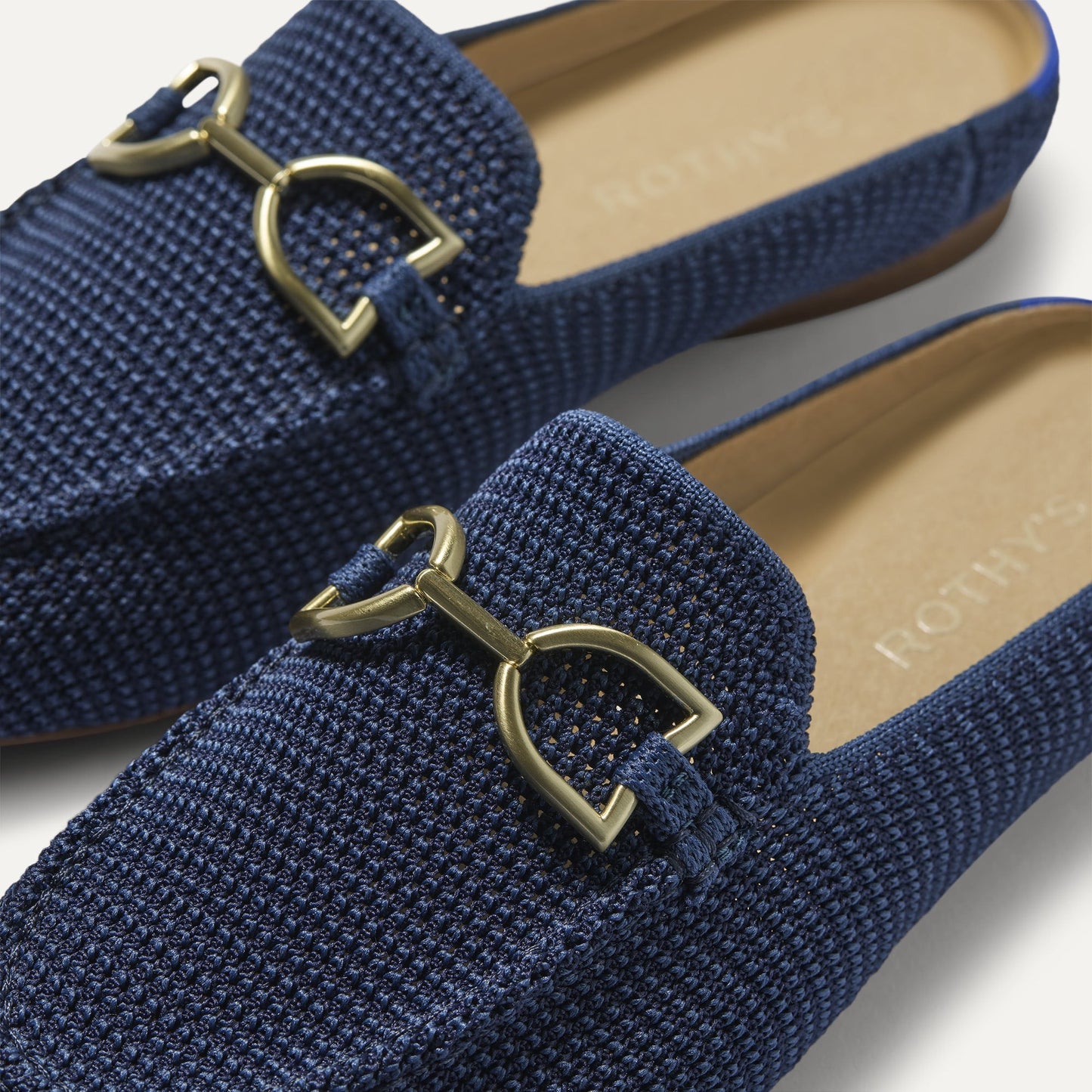 Rothy's The Double Bit Loafer Mule in Blue Raffia-Knit