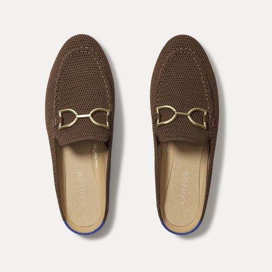 Rothy's The Double Bit Loafer Mule in Cinnamon Raffia-Knit