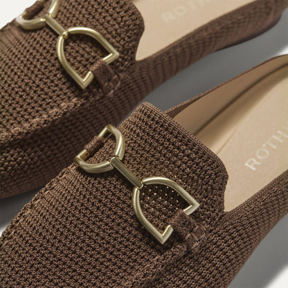 Rothy's The Double Bit Loafer Mule in Cinnamon Raffia-Knit