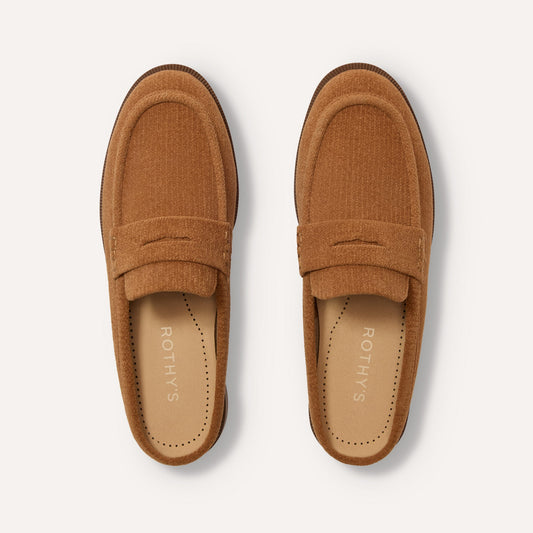 Rothy's Women's Penny Loafer Mule in ReVelvet™ Caramel