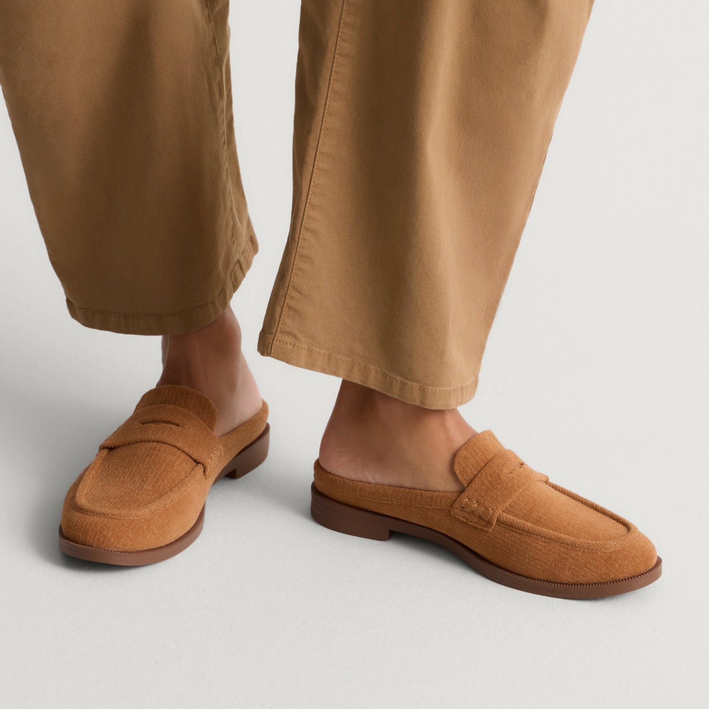 Rothy's Women's Penny Loafer Mule in ReVelvet™ Caramel