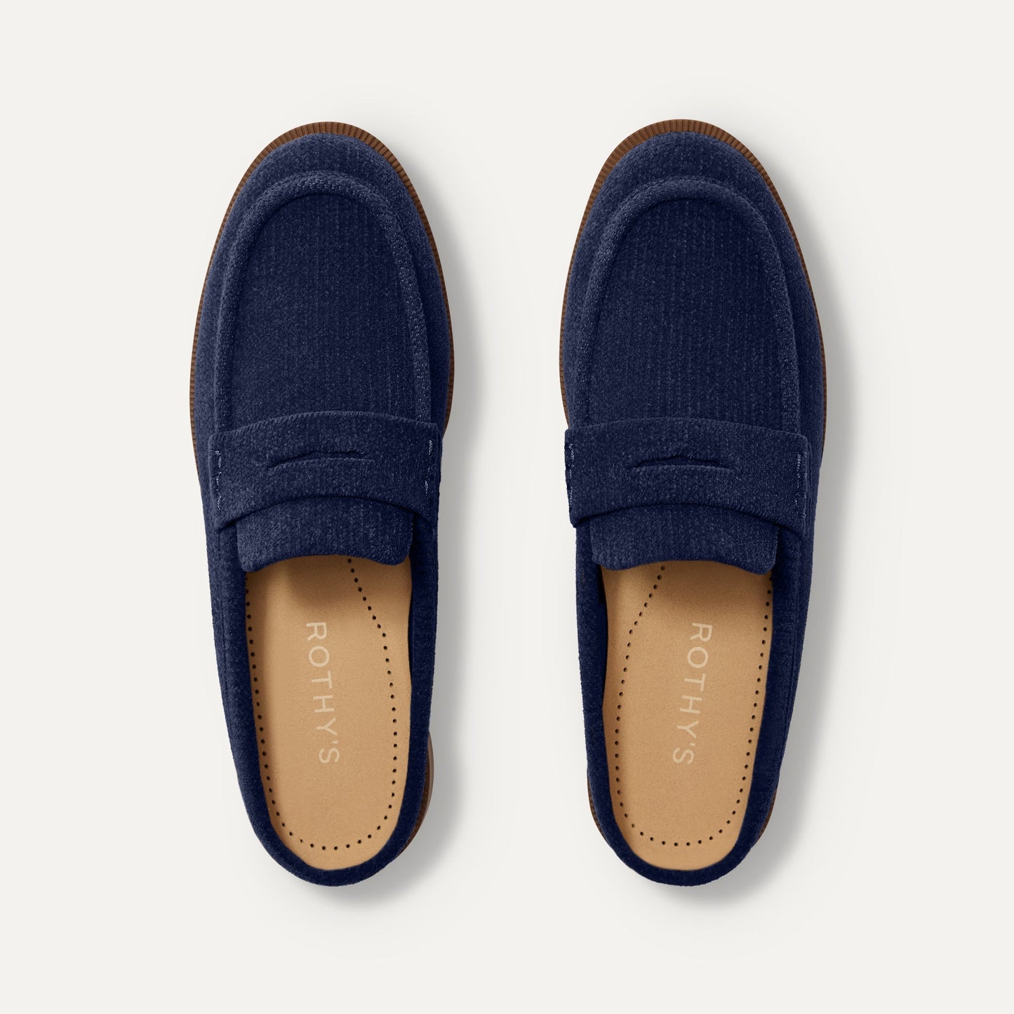 Rothy's Women's Penny Loafer Mule in ReVelvet™ Navy