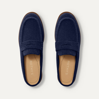 Rothy's Women's Penny Loafer Mule in ReVelvet™ Navy