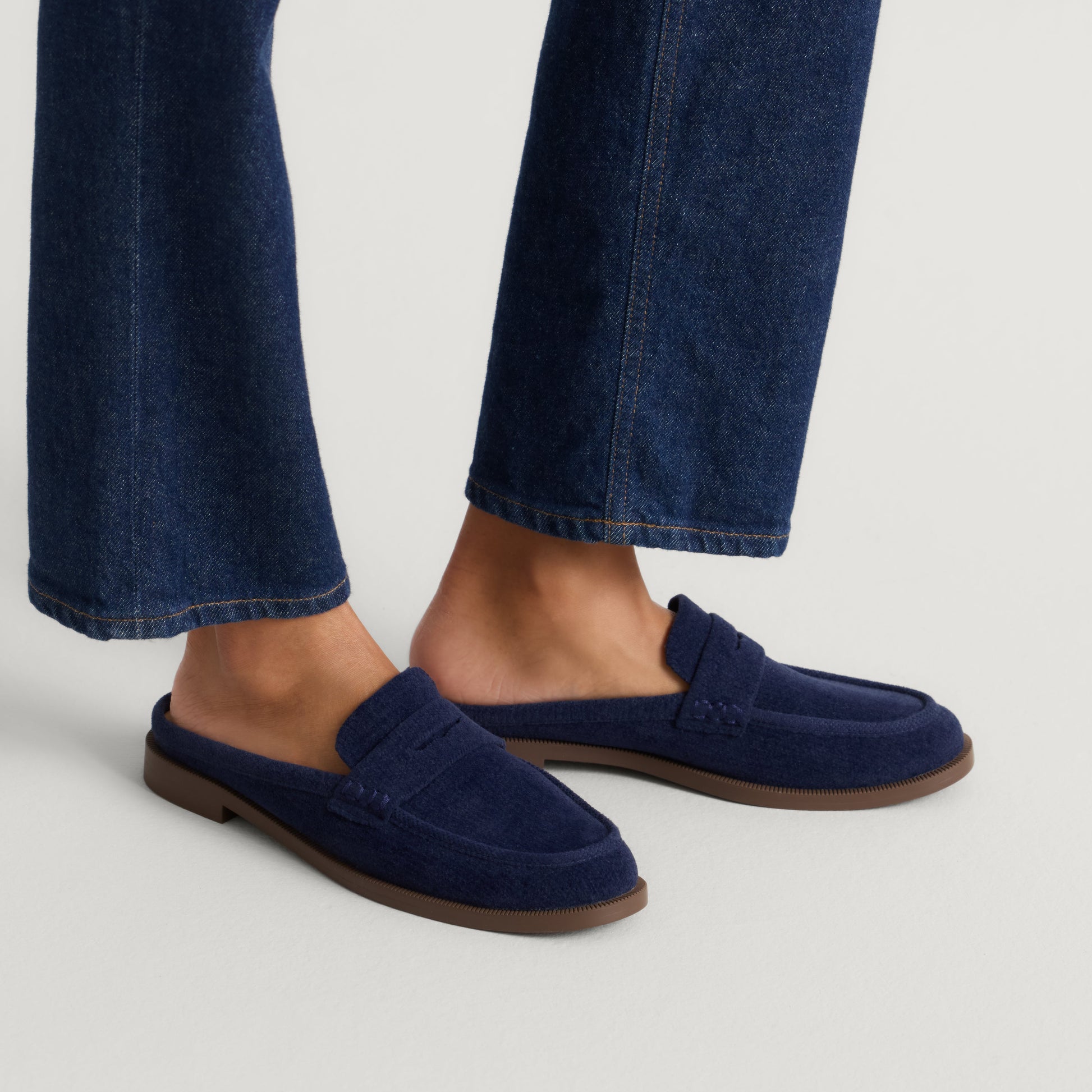 Rothy's Women's Penny Loafer Mule in ReVelvet™ Navy