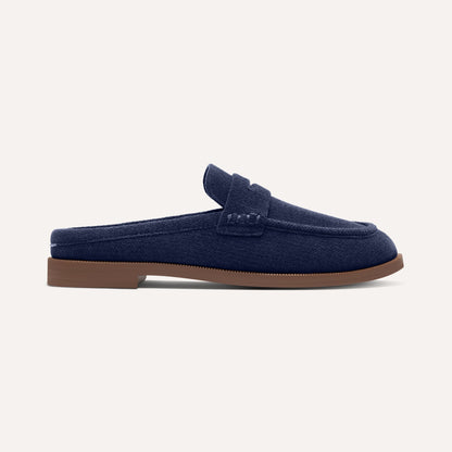 Rothy's Women's Penny Loafer Mule in ReVelvet™ Navy