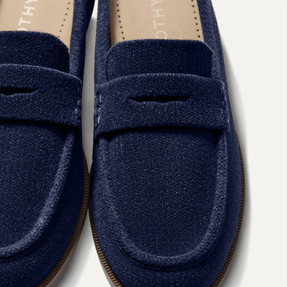 Rothy's Women's Penny Loafer Mule in ReVelvet™ Navy