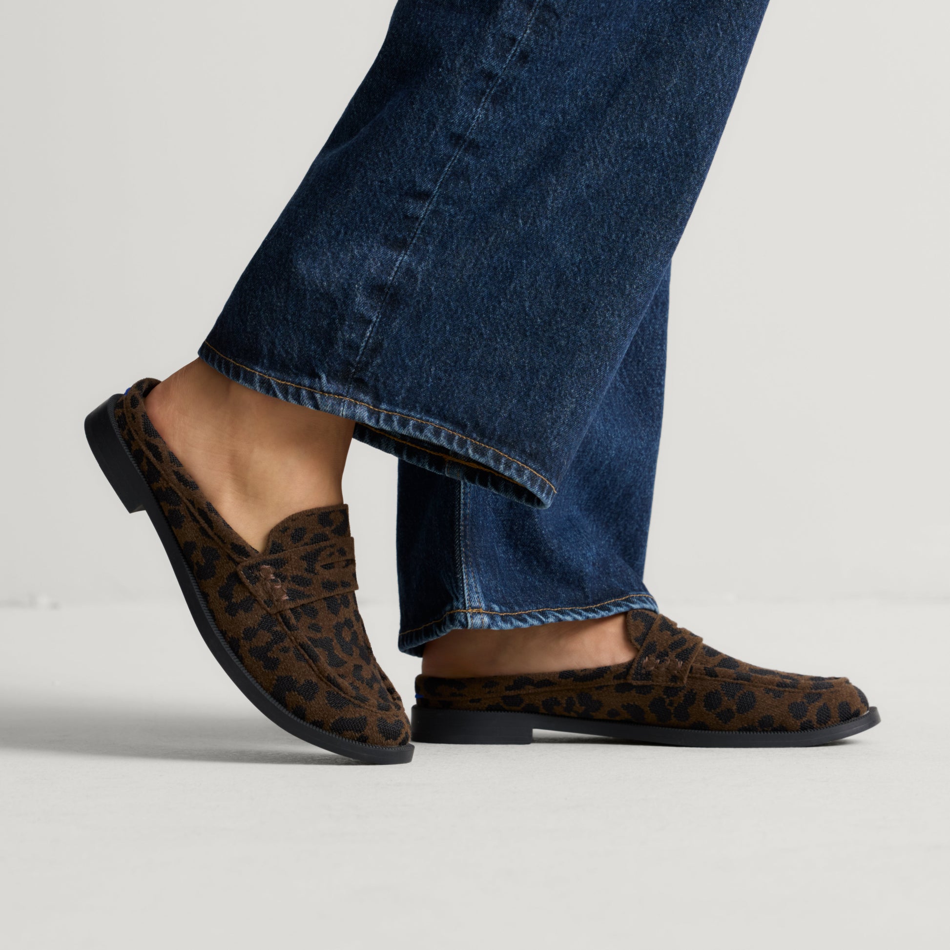 Rothy's Women's Penny Loafer Mule in ReVelvet™ Cheetah