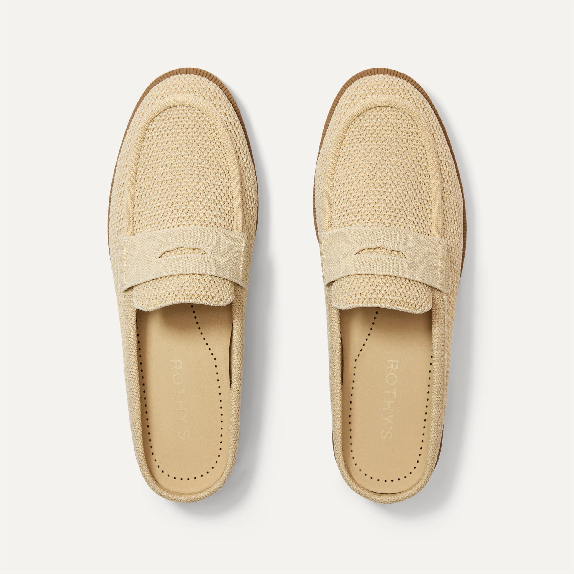 Rothy's Women's Penny Loafer Mule in Sandstone Raffia-Knit