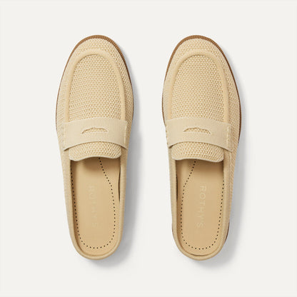 Rothy's Women's Penny Loafer Mule in Sandstone Raffia-Knit