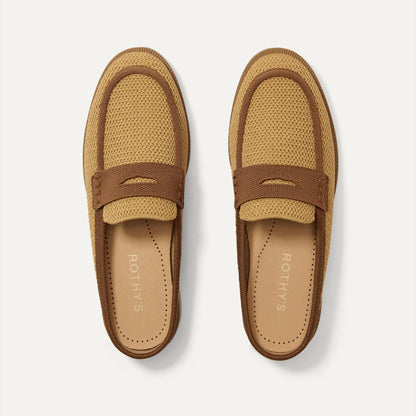 Rothy's Women's Penny Loafer Mule in Wheat Raffia-Knit