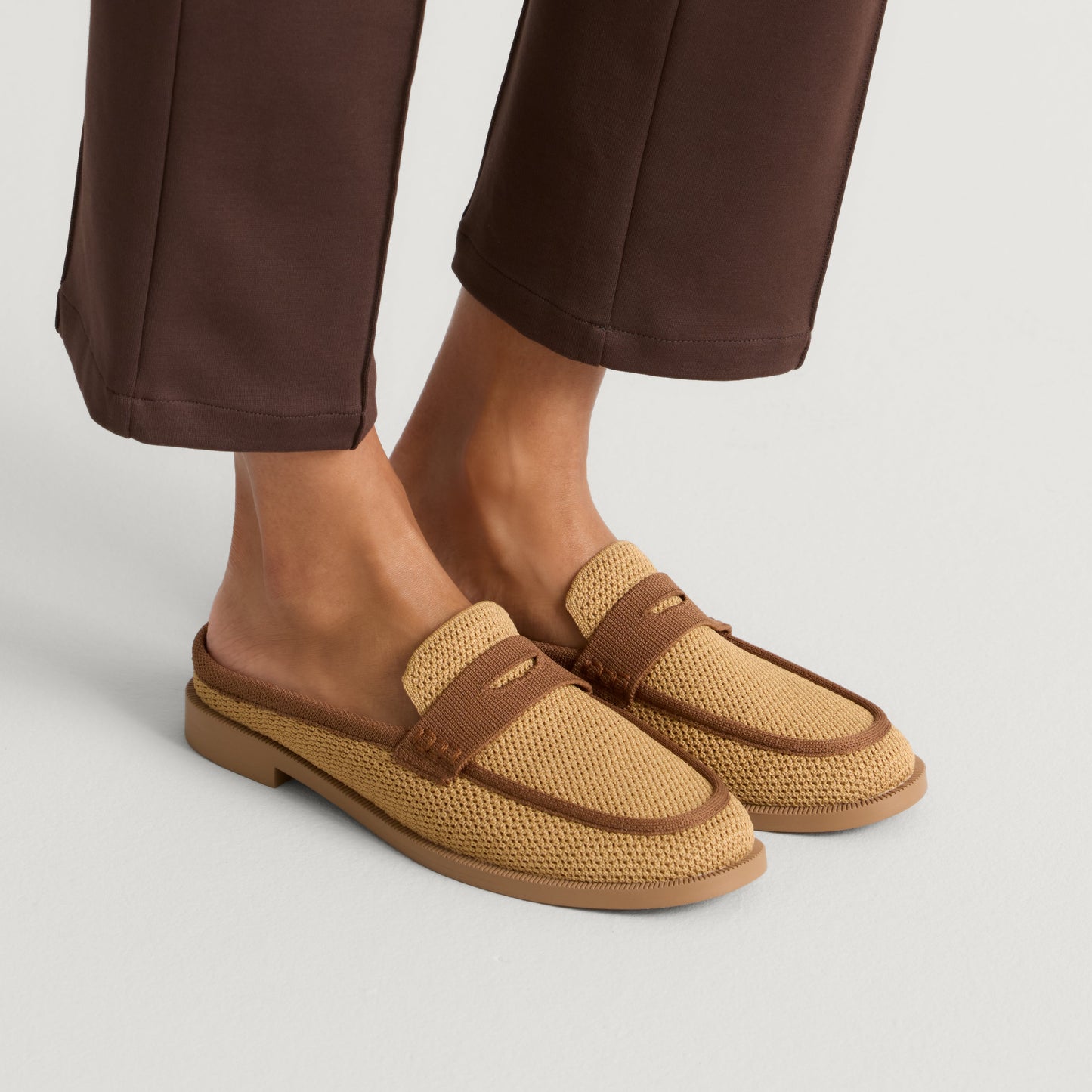 Rothy's Women's Penny Loafer Mule in Wheat Raffia-Knit