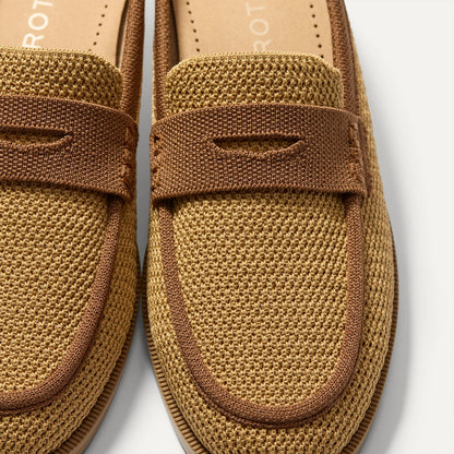 Rothy's Women's Penny Loafer Mule in Wheat Raffia-Knit