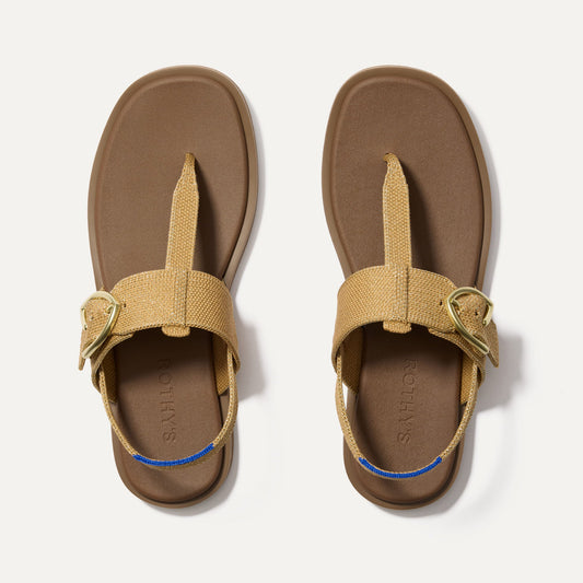 Rothy's The T-Strap Sandal in Metallic Golden Sun