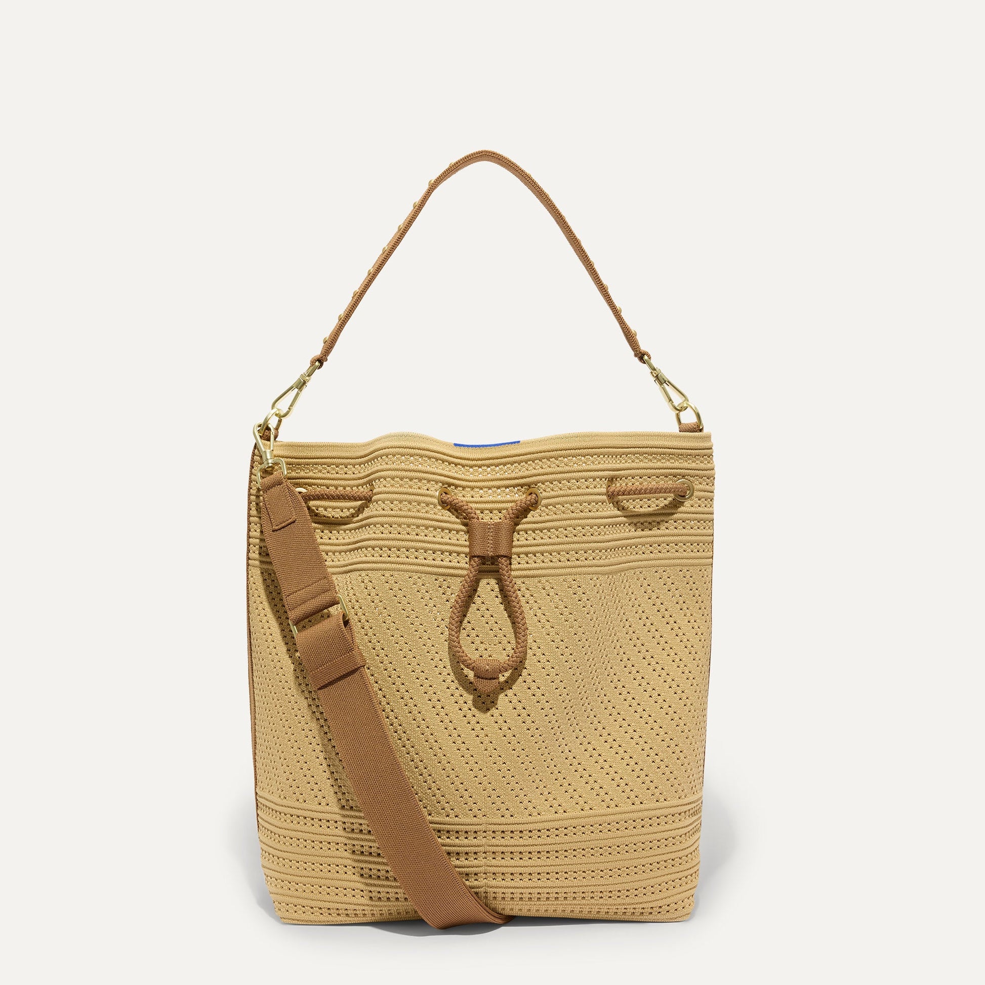 Rothy's The Cinch Bucket Bag in Brown Butter Crochet