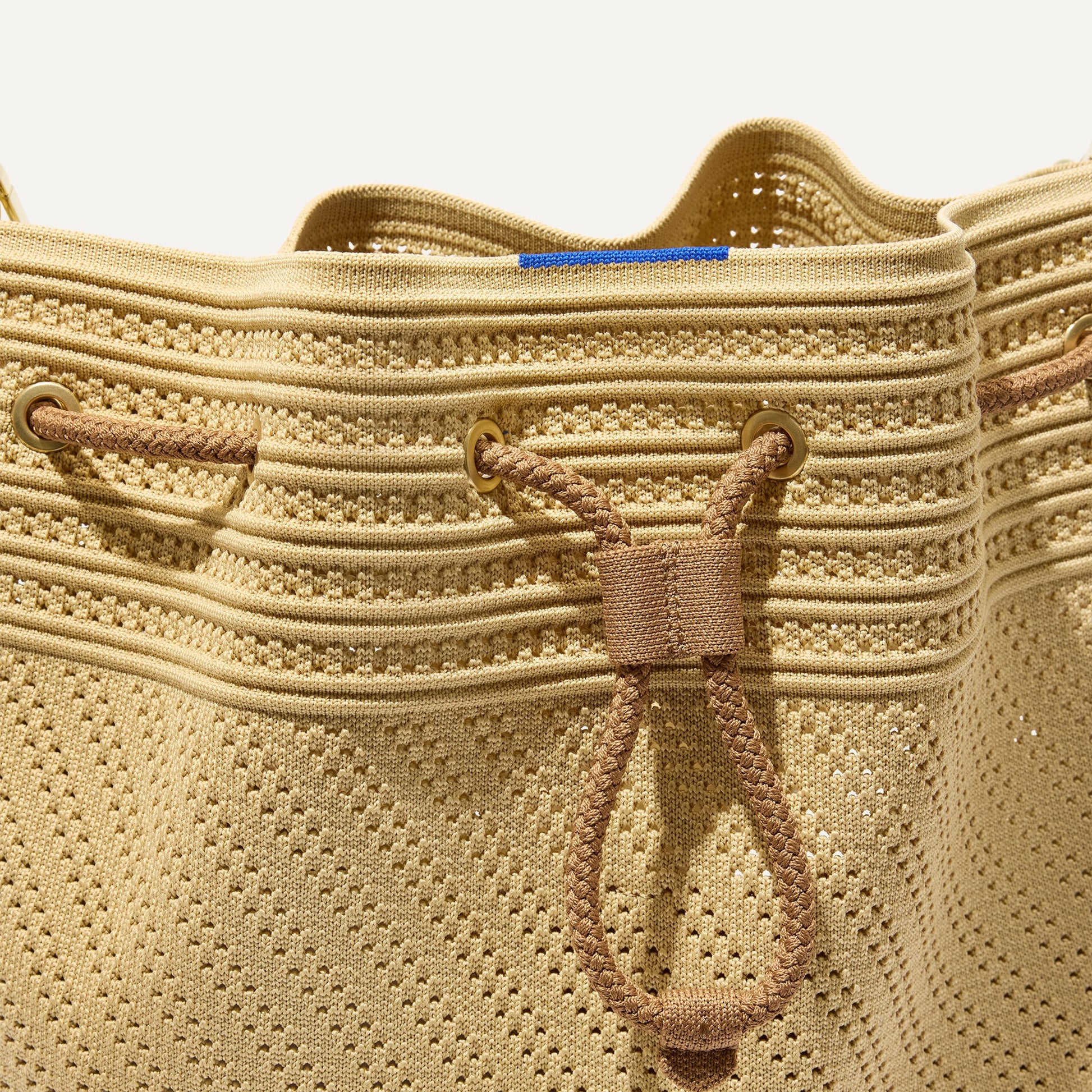 Rothy's The Cinch Bucket Bag in Brown Butter Crochet