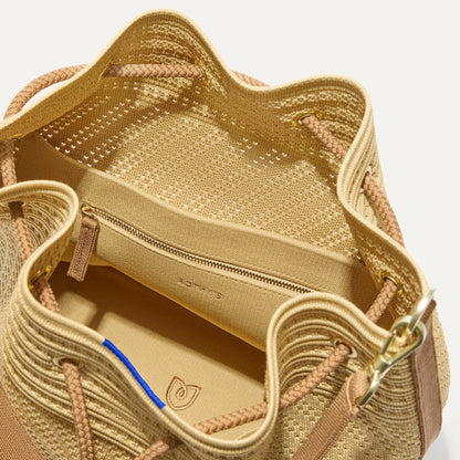 Rothy's The Cinch Bucket Bag in Brown Butter Crochet