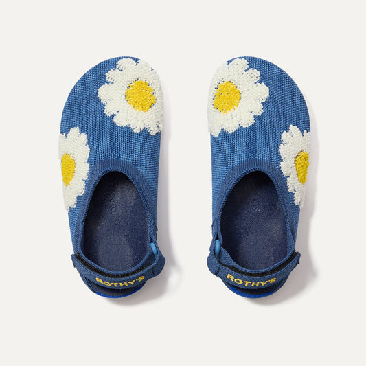 Rothy's The Kids Clog in Indigo Daisy