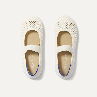 Rothy's The Kids Mary Jane in White Open-Knit