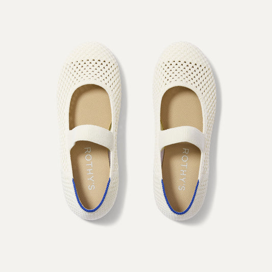 Rothy's The Kids Mary Jane in White Open-Knit