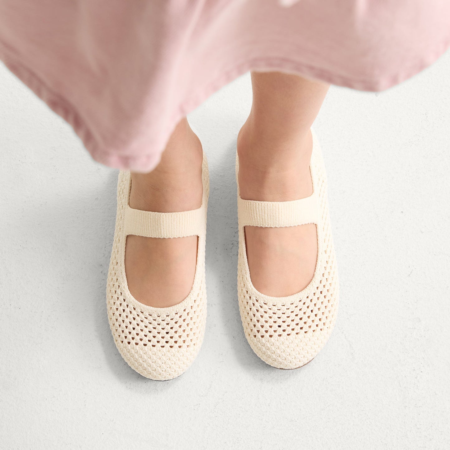 Rothy's The Kids Mary Jane in White Open-Knit