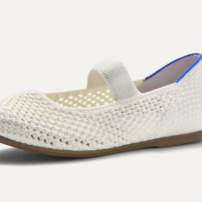 Rothy's The Kids Mary Jane in White Open-Knit