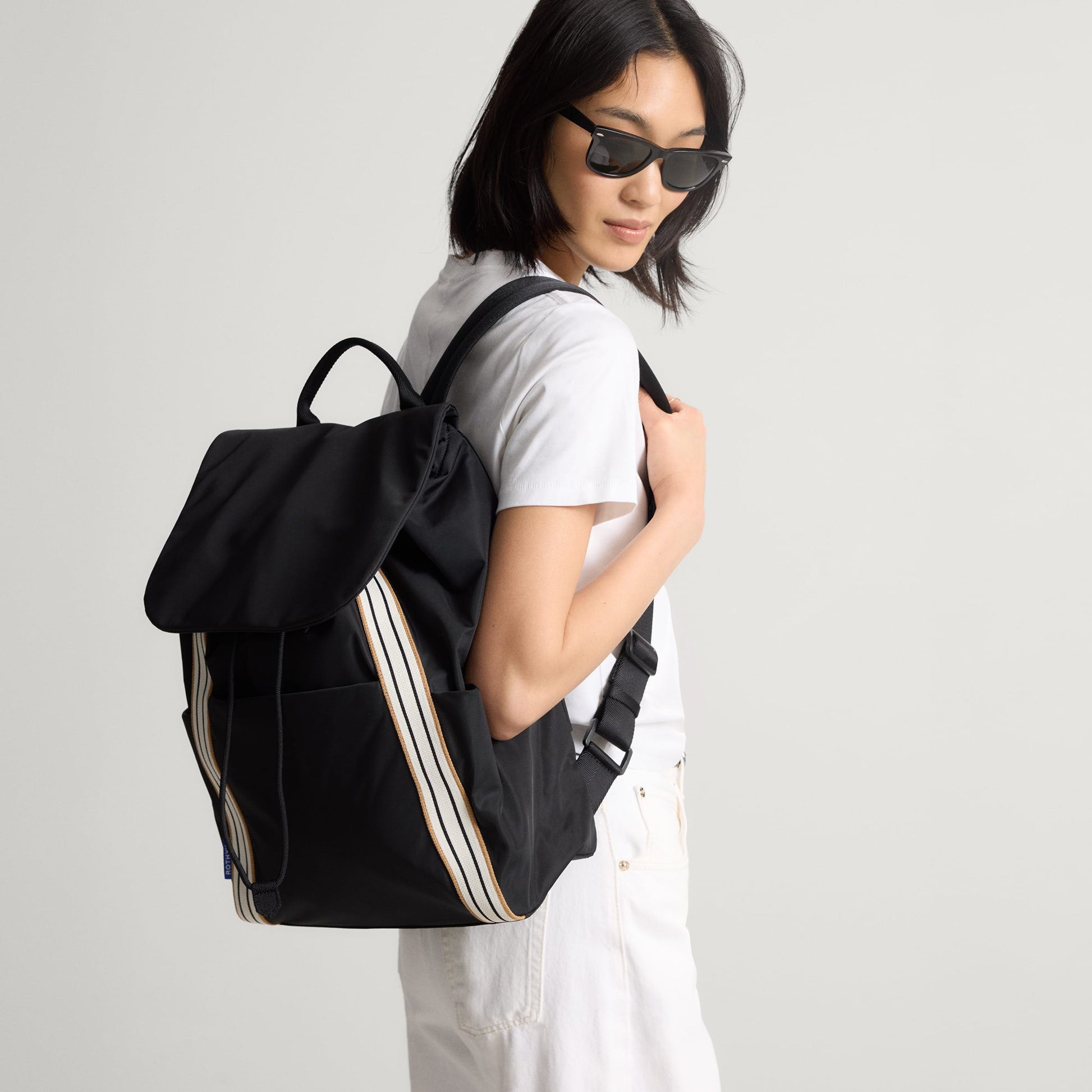 Rothy's Lightweight Travel Cinch Backpack in Ink