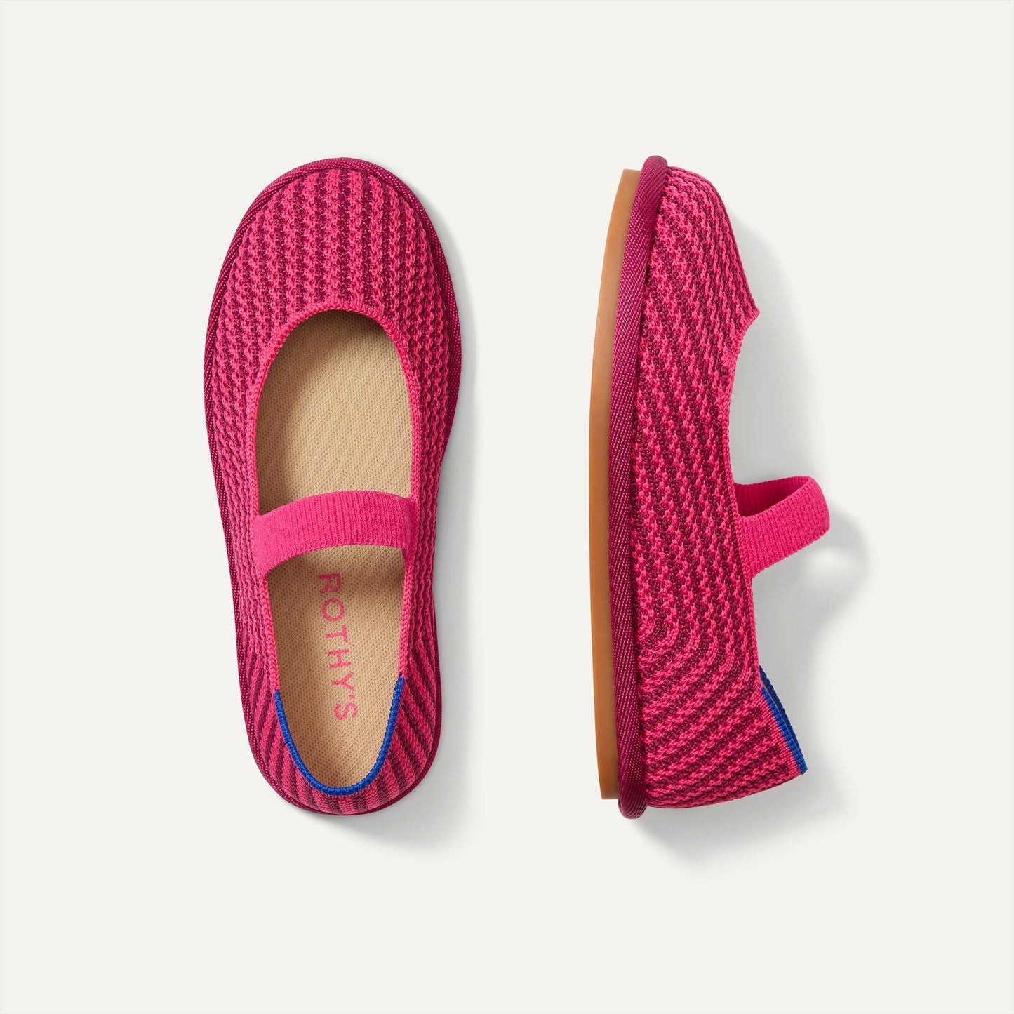 Rothy's Girls' Mini Mary Jane in Raspberry Stripe