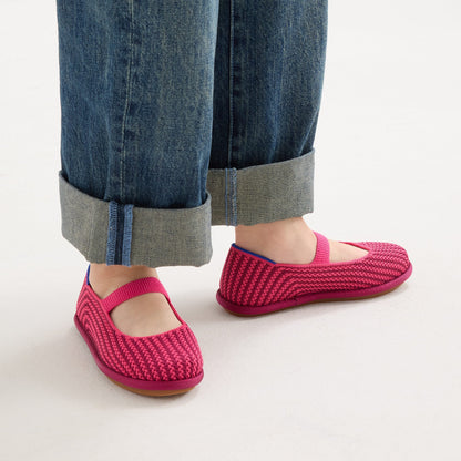 Rothy's Girls' Mini Mary Jane in Raspberry Stripe