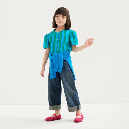 Rothy's Girls' Mini Mary Jane in Raspberry Stripe