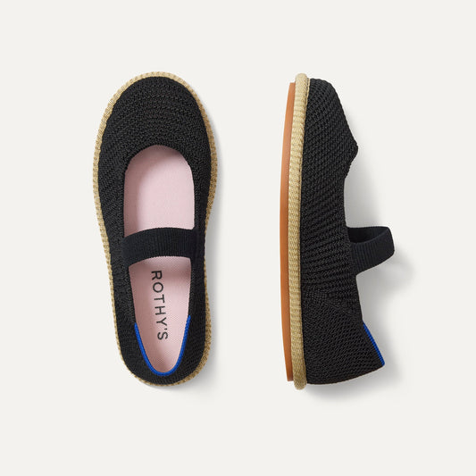 Rothy's Girls' Mini Mary Jane in Black Raffia-Knit