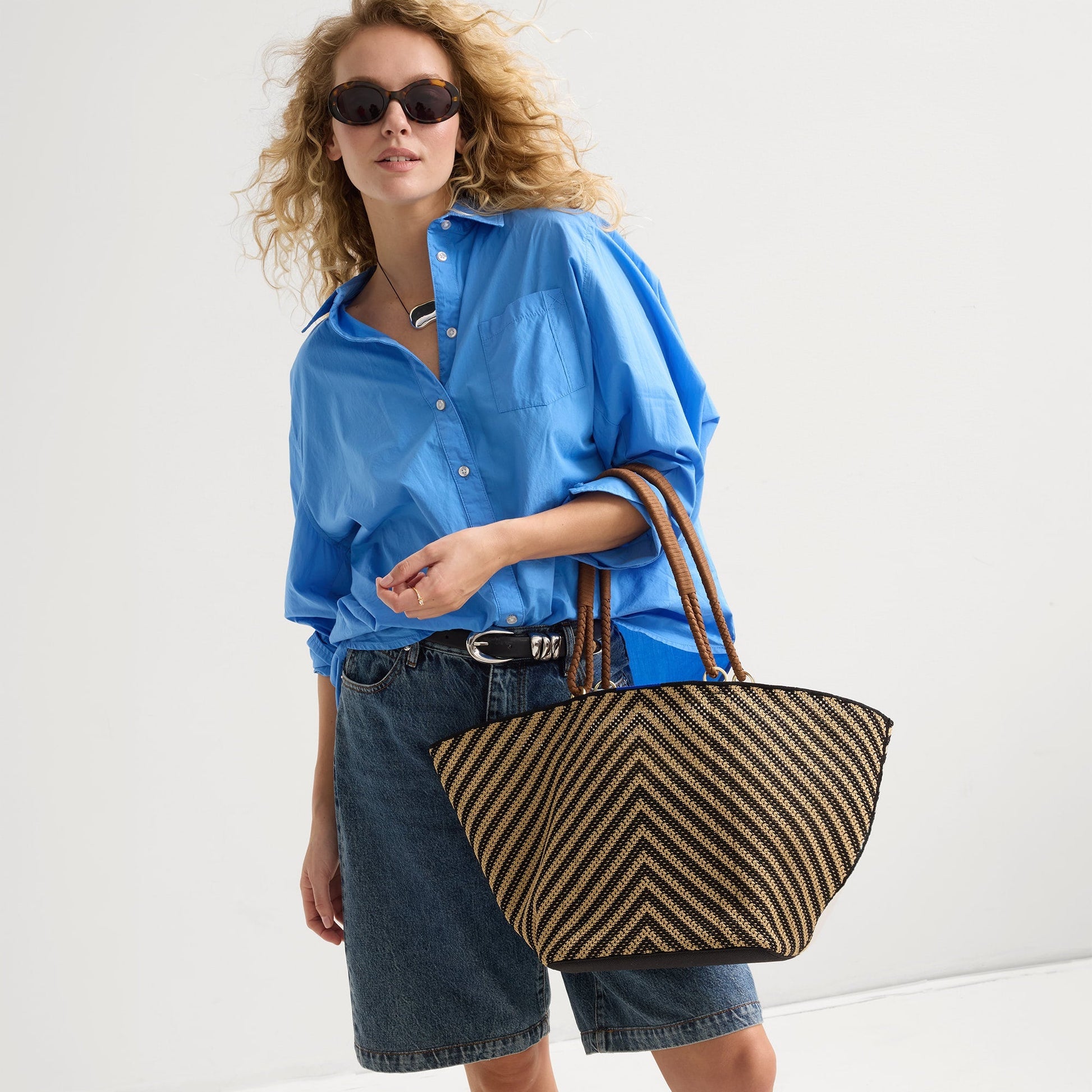 Rothy's Women's Beach Bag in Toffee Chevron