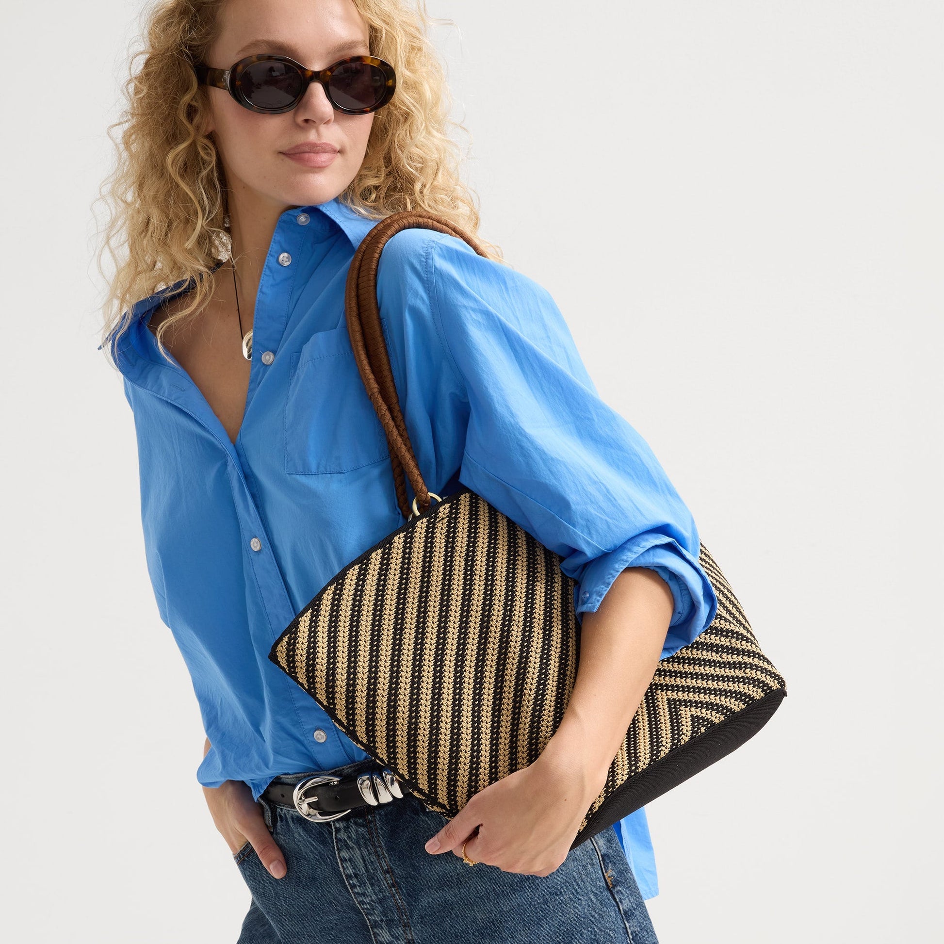 Rothy's Women's Beach Bag in Toffee Chevron