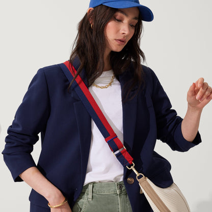 Rothy's Crossbody Strap in Navy and Red