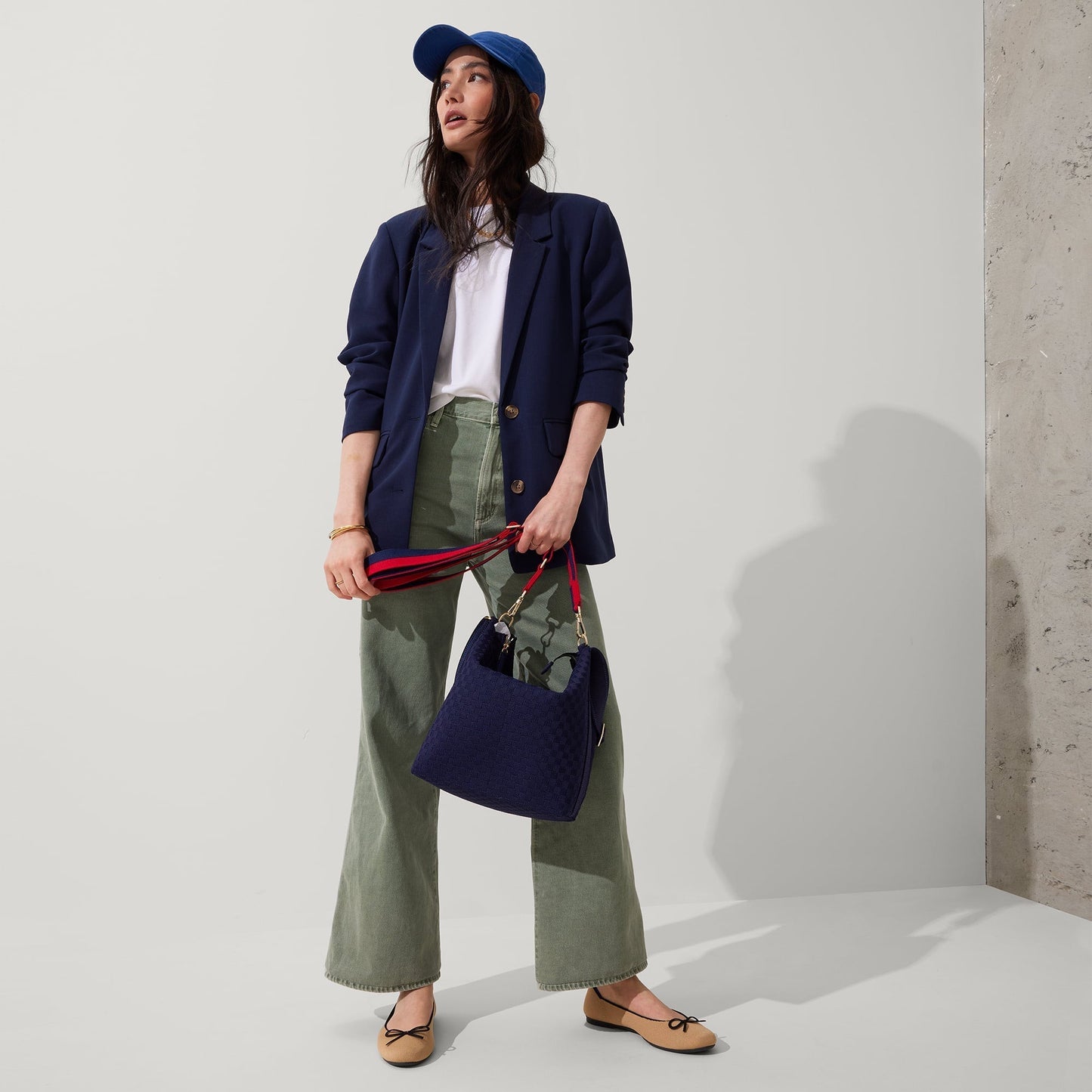 Rothy's Crossbody Strap in Navy and Red
