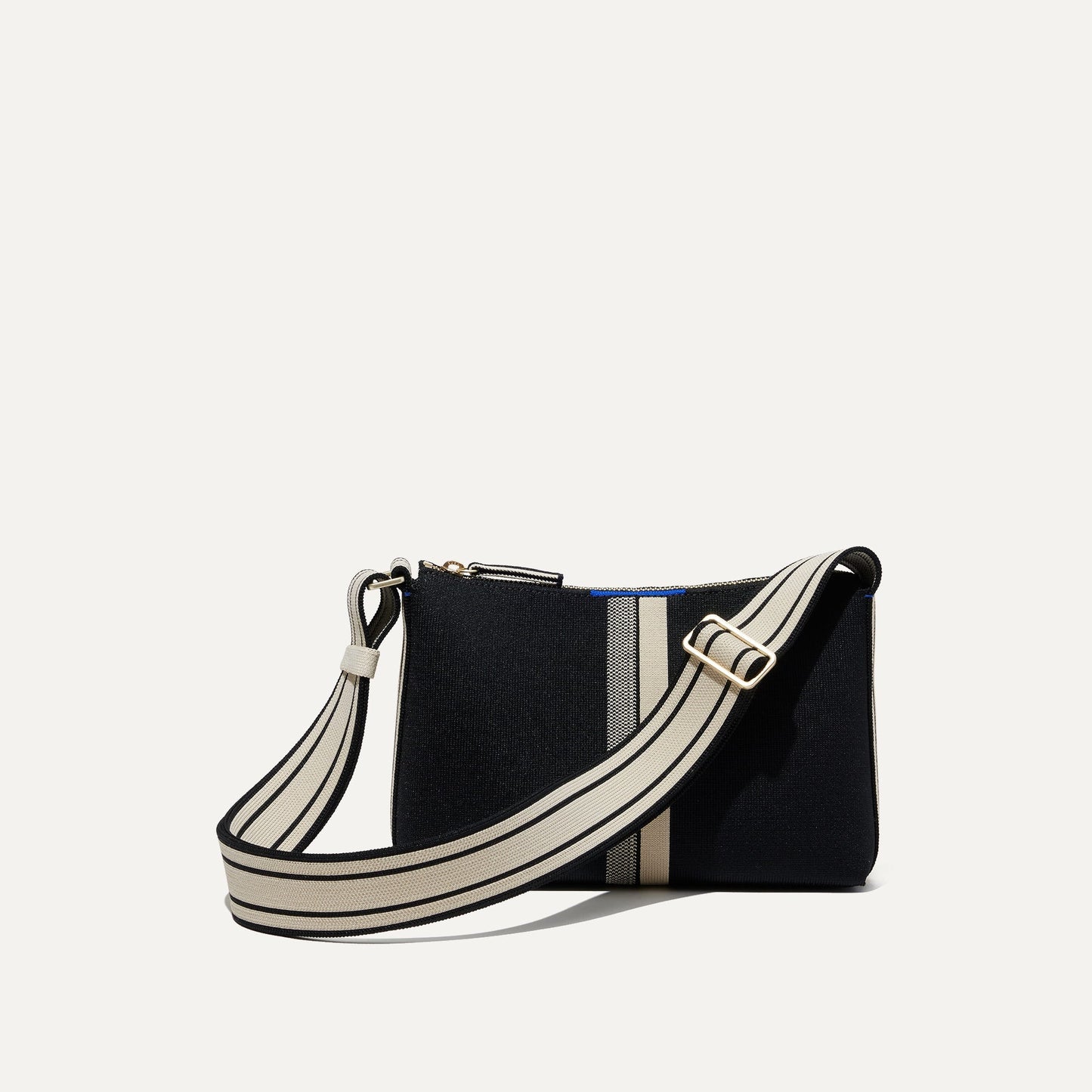 Rothy's The Casual Crossbody in Black and Ivory Stripe