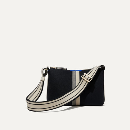 Rothy's The Casual Crossbody in Black and Ivory Stripe