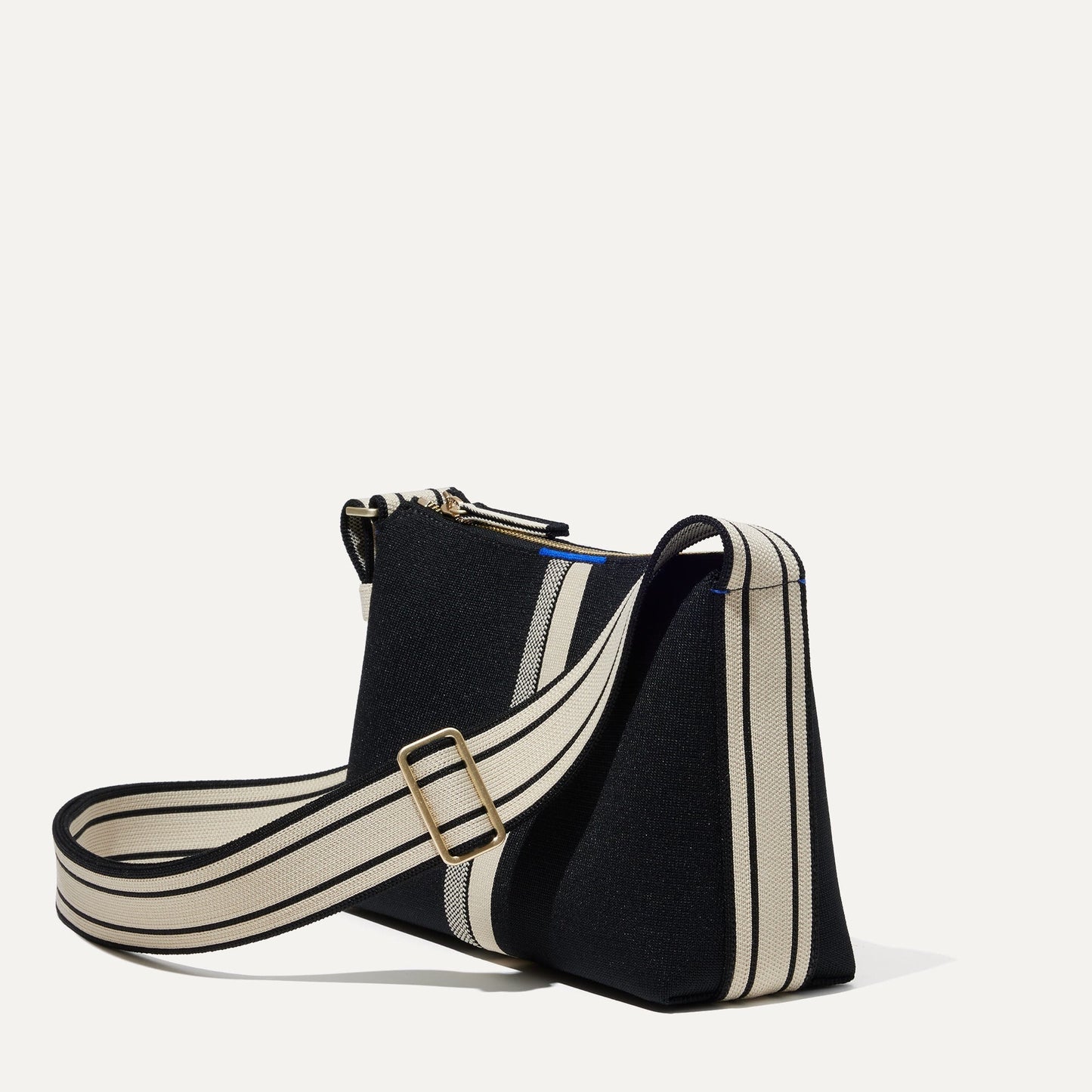 Rothy's The Casual Crossbody in Black and Ivory Stripe
