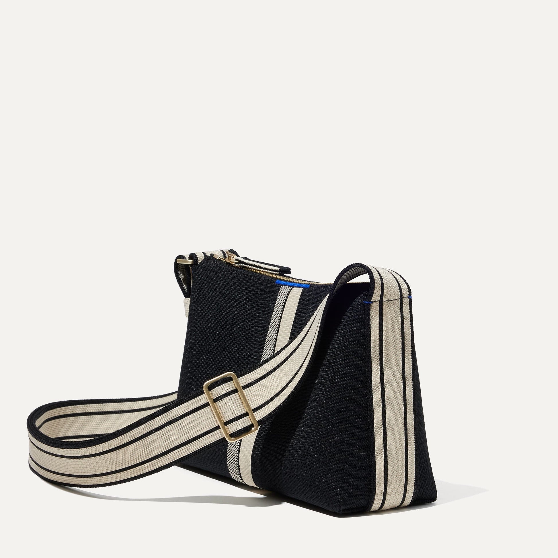 Rothy's The Casual Crossbody in Black and Ivory Stripe