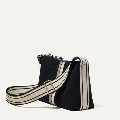 Rothy's The Casual Crossbody in Black and Ivory Stripe