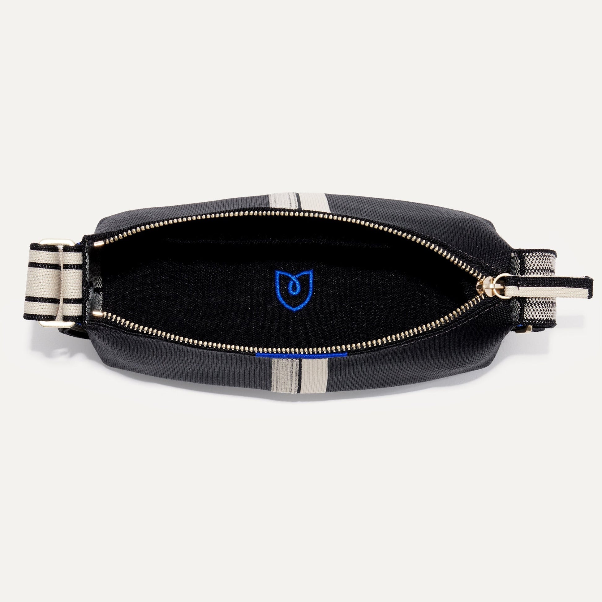 Rothy's The Casual Crossbody in Black and Ivory Stripe