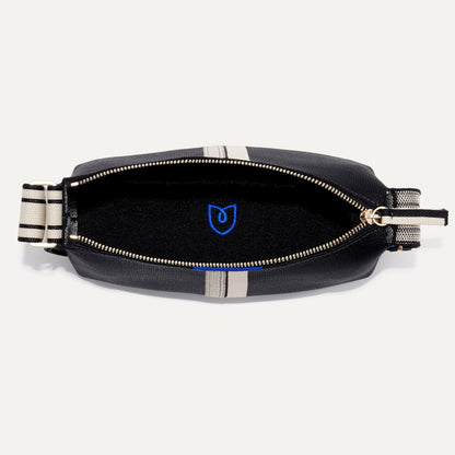 Rothy's The Casual Crossbody in Black and Ivory Stripe