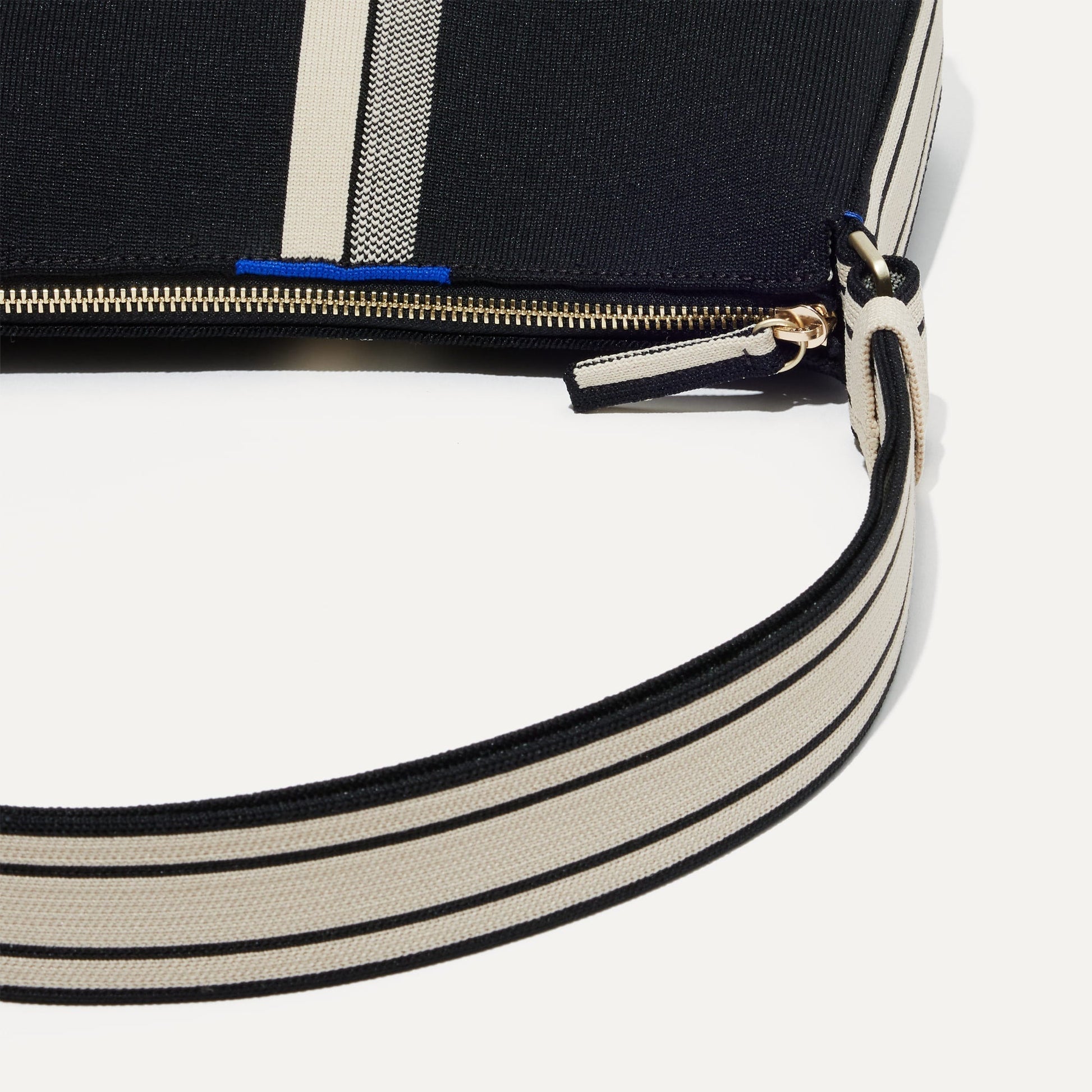 Rothy's The Casual Crossbody in Black and Ivory Stripe
