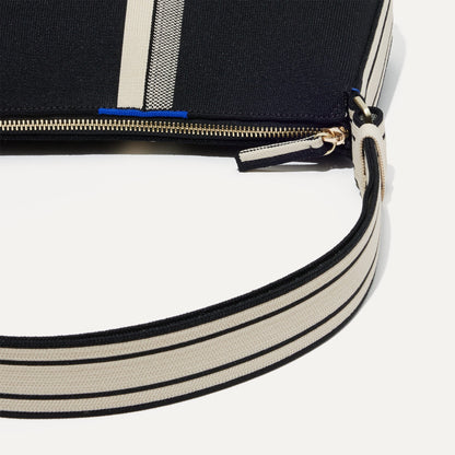 Rothy's The Casual Crossbody in Black and Ivory Stripe