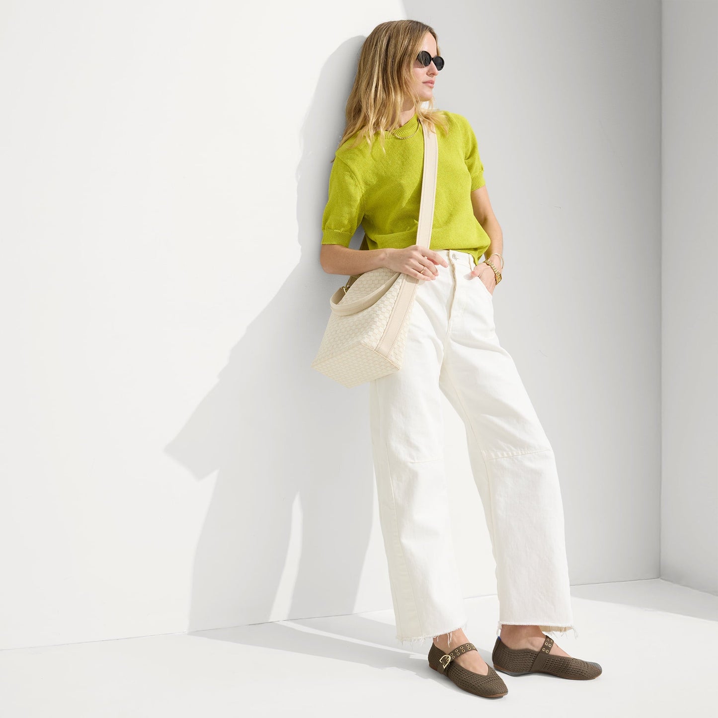 Rothy's The Mini Zip Bucket in White Sand