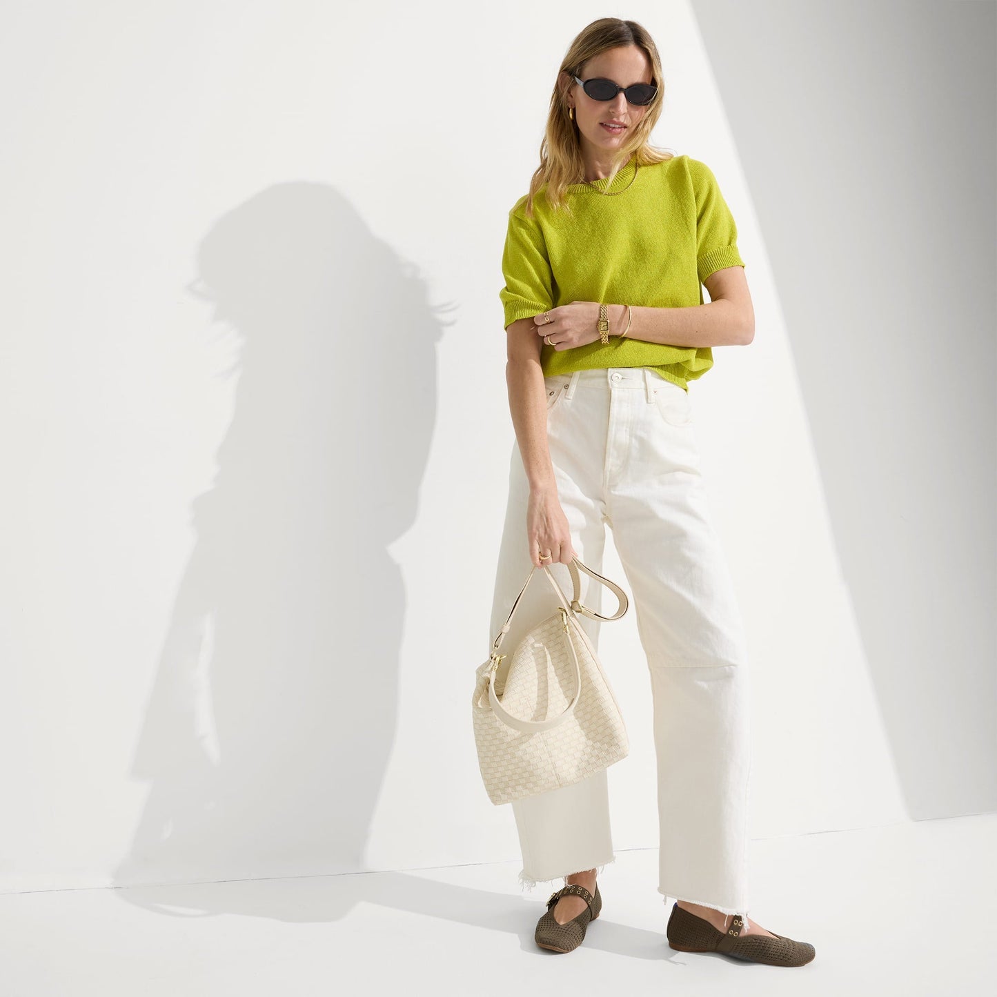 Rothy's The Mini Zip Bucket in White Sand