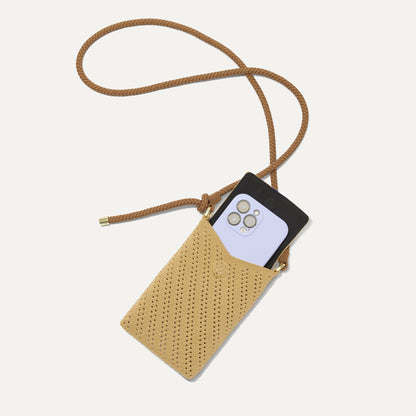 Rothy's The Phone Crossbody in Brown Butter Crochet