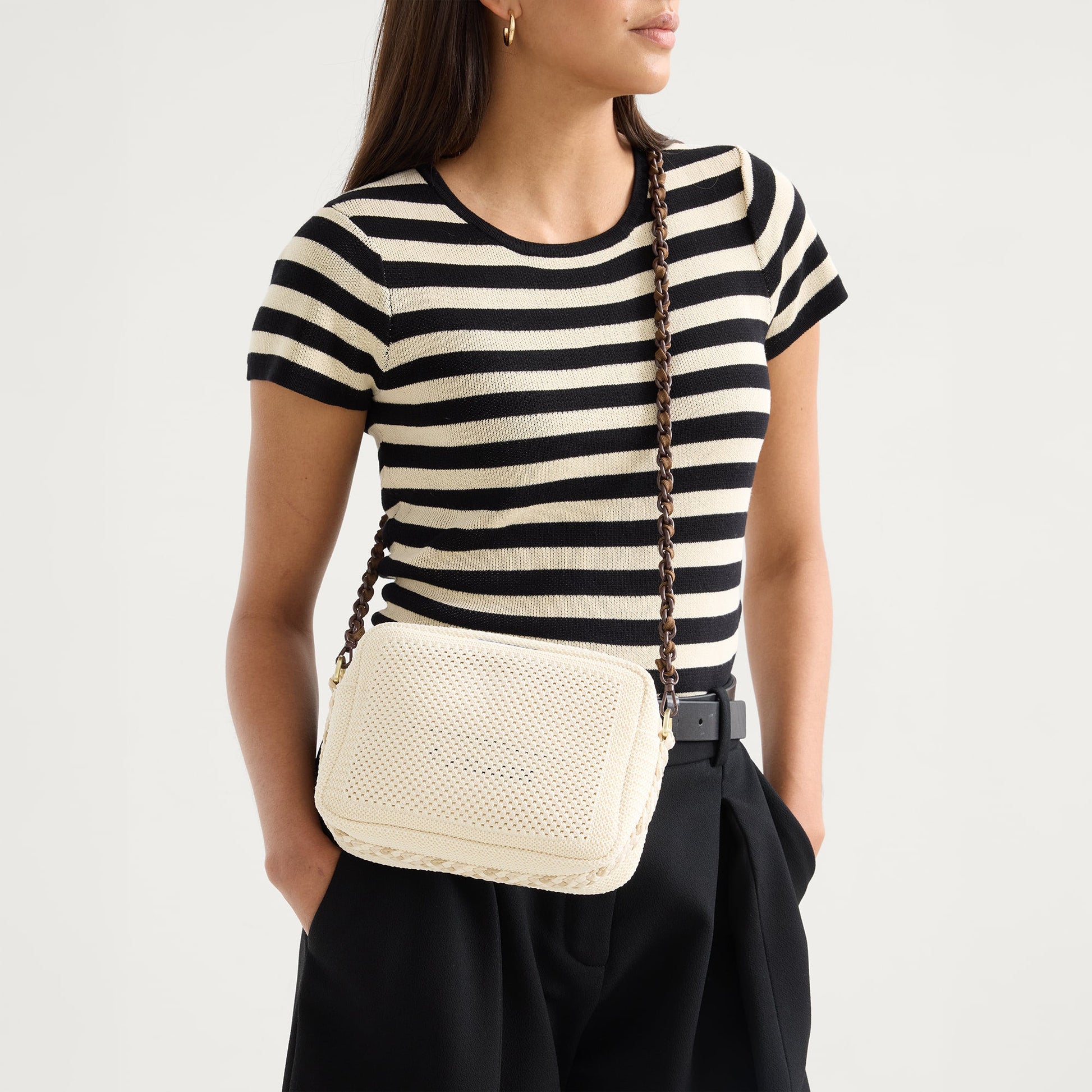 Rothy's Crossbody Strap in Espresso Chain-Knit