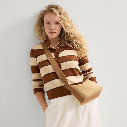 Rothy's The Casual Crossbody in Brown Butter Raffia-Knit